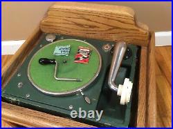 Vintage Antique RESONATOR PHONOGRAPH WIND-UP RECORD PLAYER & OAK CABINETVIDEO