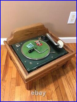 Vintage Antique RESONATOR PHONOGRAPH WIND-UP RECORD PLAYER & OAK CABINETVIDEO