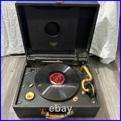 Vintage Antique Victrola Suitcase Record Player Hand Crank Portable Phonograph Vintage Antique Victrola Suitcase Record Player Hand Crank Portable Phonograph