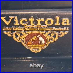 Vintage Antique Victrola Suitcase Record Player Hand Crank Portable Phonograph