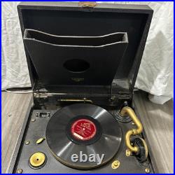 Vintage Antique Victrola Suitcase Record Player Hand Crank Portable Phonograph Vintage Antique Victrola Suitcase Record Player Hand Crank Portable Phonograph