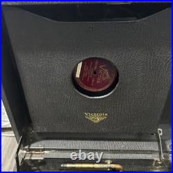 Vintage Antique Victrola Suitcase Record Player Hand Crank Portable Phonograph Vintage Antique Victrola Suitcase Record Player Hand Crank Portable Phonograph