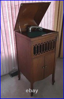 Vintage Antique WONDERTONE Phonograph Record Player Cabinet Original Crank WORKS