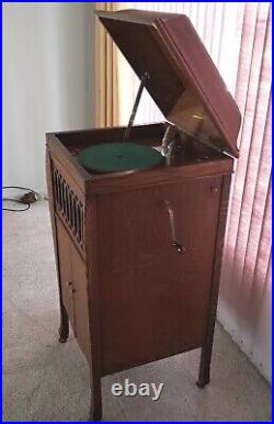 Vintage Antique WONDERTONE Phonograph Record Player Cabinet Original Crank WORKS