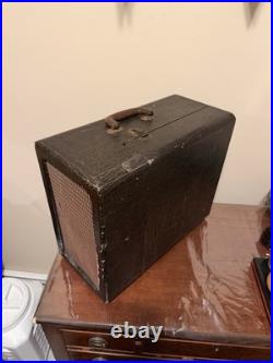 Vintage Arthur Ansley Portable Phonograph Record Player Crocodile Leather Case