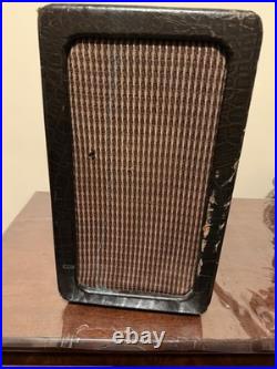 Vintage Arthur Ansley Portable Phonograph Record Player Crocodile Leather Case