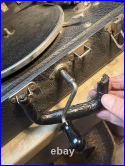 Vintage Birch Model 30 Phonograph Record Player Hand Crank, Working