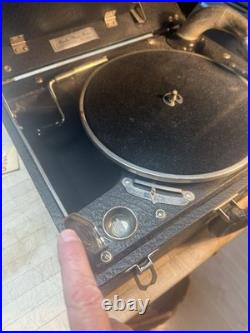 Vintage Birch Model 30 Phonograph Record Player Hand Crank, Working