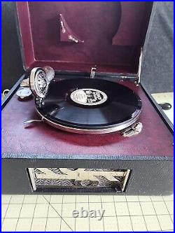 Vintage Black Portable Phonograph Record Player