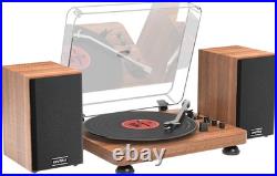 Vintage Bluetooth Turntable with Bookshelf Speakers & Premium Sound Quality