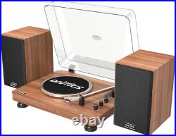 Vintage Bluetooth Turntable with Bookshelf Speakers & Premium Sound Quality
