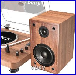 Vintage Bluetooth Turntable with Bookshelf Speakers & Premium Sound Quality