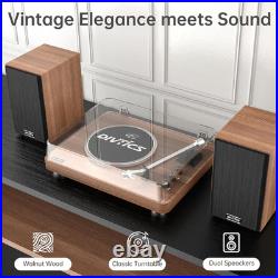 Vintage Bluetooth Turntable with Bookshelf Speakers & Premium Sound Quality