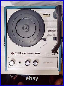 Vintage Califone 1420K Portable Phonograph Vinyl Record Turntable Player Works