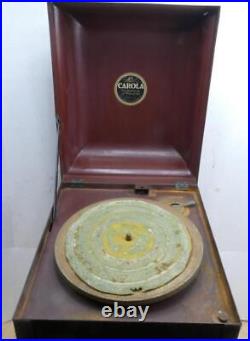 Vintage Carola Victrola Phonograph Metal Cabinet Mini Childs Size Record Player Vintage Carola Victrola Phonograph Metal Cabinet Mini Childs Size Record Player