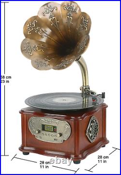Vintage Classic Retro Phonograph Gramophone Vinyl Record Player Turntable Blueto