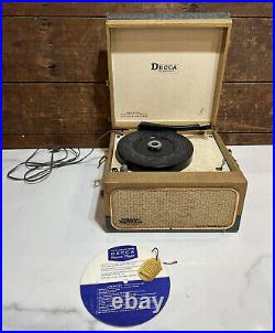 Vintage Decca Portable Record Player Model # DP-592A with INSTRUCTIONS! - UNTESTED