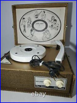 Vintage Dejay Model 225 Four Speed Solid State Portable Suitcase Record Player