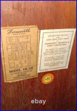 Vintage Farnsworth floor radio GK-143 tube AM FM radio record player