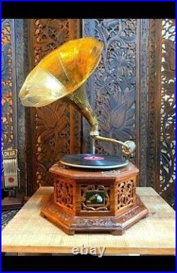 Vintage Gramophone Antique Working Gramophone Player Phonograph Vinyl Recorder