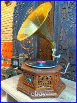 Vintage Gramophone Antique Working Gramophone Player Phonograph Vinyl Recorder