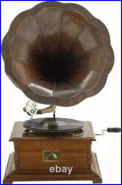 Vintage Gramophone HMV Fully Functional Phonograph, win-up record player Working