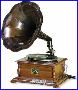 Vintage Gramophone HMV Fully Functional Phonograph, win-up record player Working
