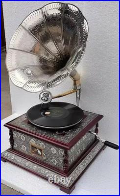Vintage HMV Gramophone Fully Functional Wind-Up Phonograph Record Player
