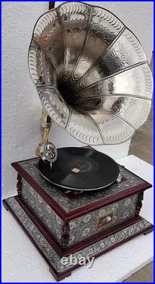 Vintage HMV Gramophone Fully Functional Wind-Up Phonograph Record Player
