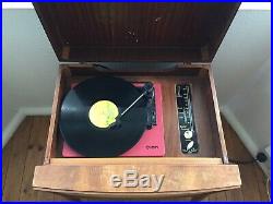 Vintage Hacker Record Player Case With Modern Turntable & Amp Mobile Input Legs