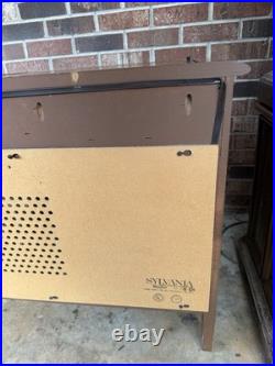 Vintage MCM 1970s Sylvania Solid State FM/AM Stereo Record Player Console NICE