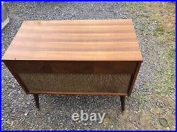 Vintage Mid Century Morse Stereophonic Record Player Wood Cabinet Speaker