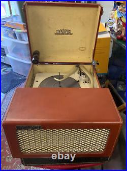 Vintage Mid Century Portable Suitcase Record Player Dynavox Stereo Hi-Fi Speaker
