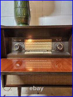 Vintage Philips Record Player & Radio Console Working Antique
