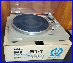 Vintage Pioneer PL-514 Turntable Record Player WithOriginal Box Working Excellent