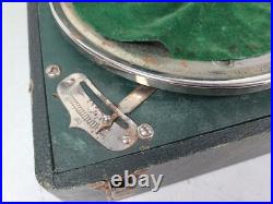 Vintage Pollyanna Green Silver Phonograph Record Player Swiss Made (TESTED)