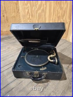 Vintage Portable Wind-Up Victrola Phonograph Talking Machine Record Player