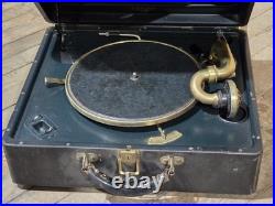Vintage Portable Wind-Up Victrola Phonograph Talking Machine Record Player