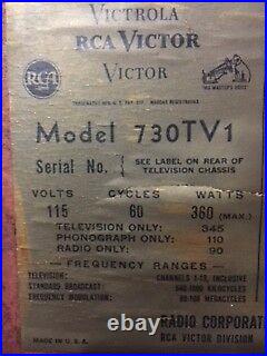 Vintage RCA Console -1947- Model 730 TV 1 TV, Radio, Record Player