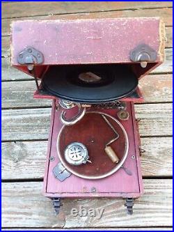 Vintage ROXY Portable Hand Crank Phonograph Record Player in Working Condition