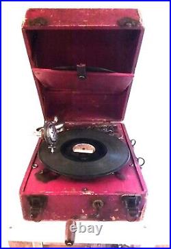 Vintage ROXY Portable Hand Crank Phonograph Record Player in Working Condition