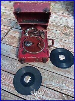 Vintage ROXY Portable Hand Crank Phonograph Record Player in Working Condition