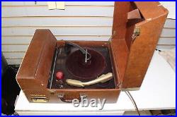 Vintage Rca Victor Portable Phonograph Record Player Model 2es38 Tube Amplifier