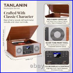 Vintage Retro Record Player 6-in-1 Stereo System Bluetooth FM Radio CD Cassette