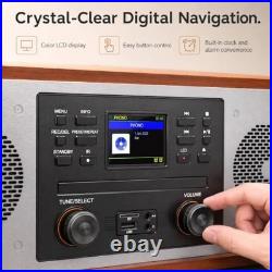 Vintage Retro Record Player 6-in-1 Stereo System Bluetooth FM Radio CD Cassette