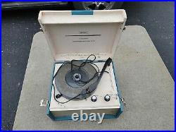 Vintage Sears Silvertone Turntable Phonograph Record player blue white untested