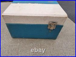 Vintage Sears Silvertone Turntable Phonograph Record player blue white untested