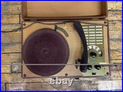 Vintage Silvertone Suitcase Record Phonograph Player 33 45 78 RPM with AM Radio