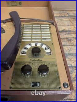 Vintage Silvertone Suitcase Record Phonograph Player 33 45 78 RPM with AM Radio