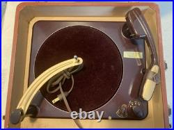 Vintage Silvertone Suitcase Record Player Phonograph Powers On Spins